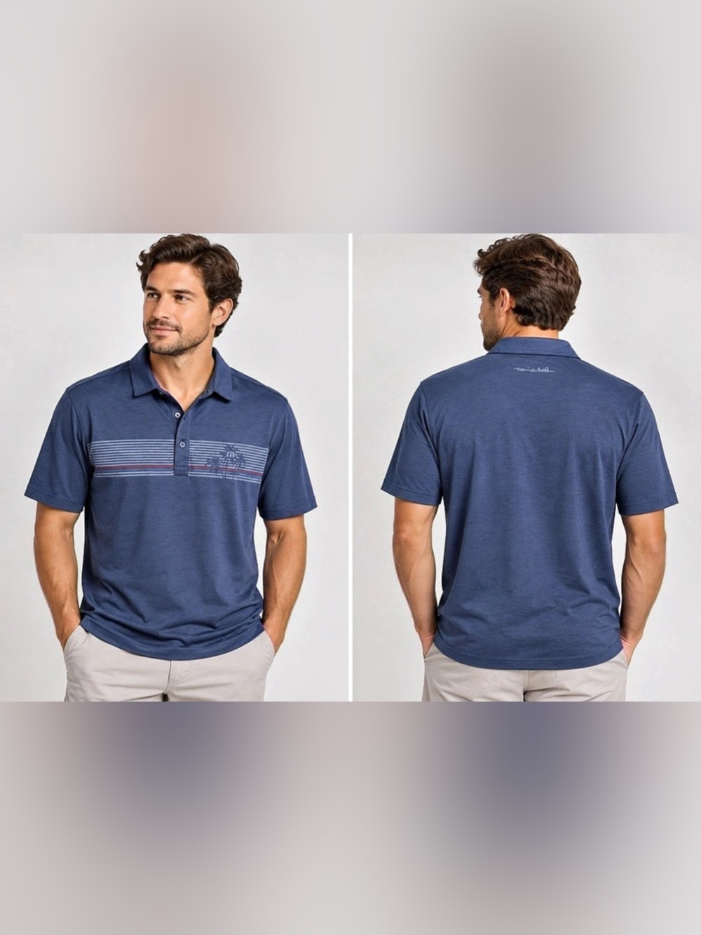 Travis Mathew Men's Island Polo Blue Size Large Like New